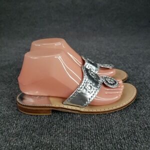 Jack Rogers‎ Sandals Womens Size 7 Silver Leather Navajo Thong Flip Flop Flat